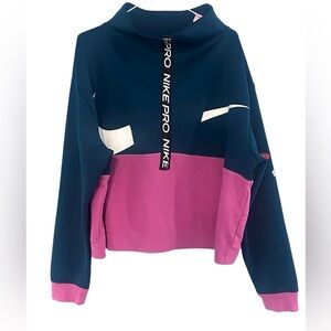 Nike Sweatshirt Icon Clash Get Fit 1/2 Zip Pullover Cropped Blue Pink Size 1X